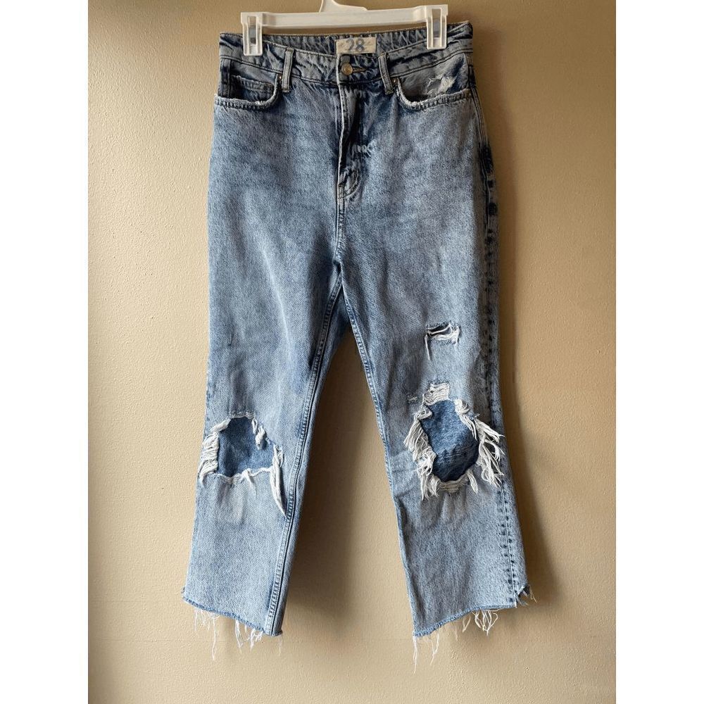 We the Free High Rise Raw Hem Cropped Straight Leg Jean Women's Size 28